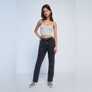 Black Faded Wash High Waist Mom Jean